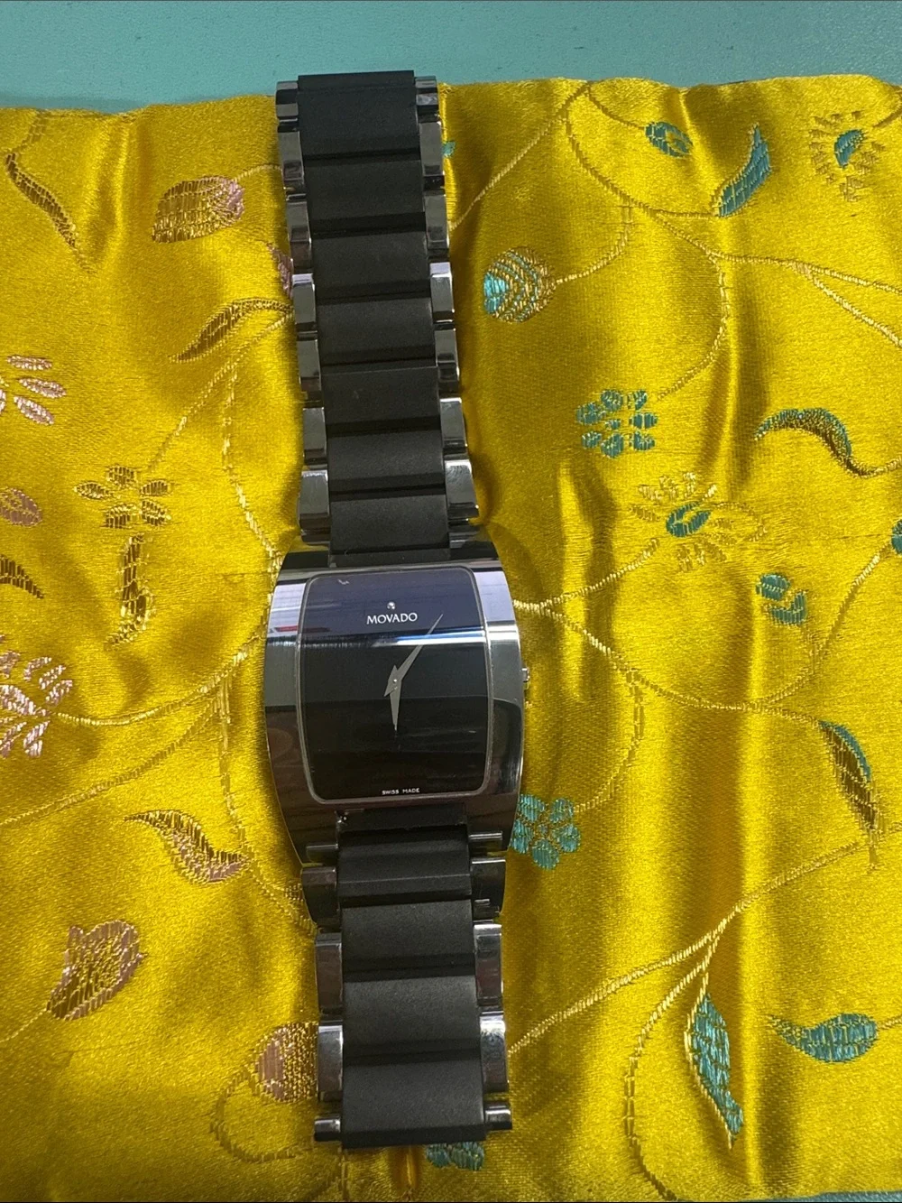 Movado Black and Silver Ceramic Bracelet Watch